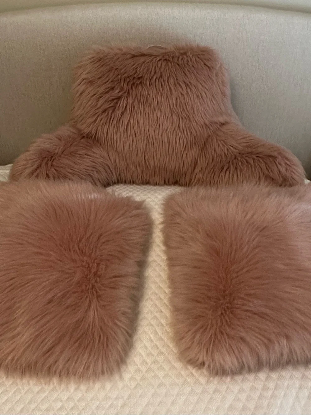 Plush Faux Fur Decorative Pillow Set in Dusty Rose Restoration Hardware